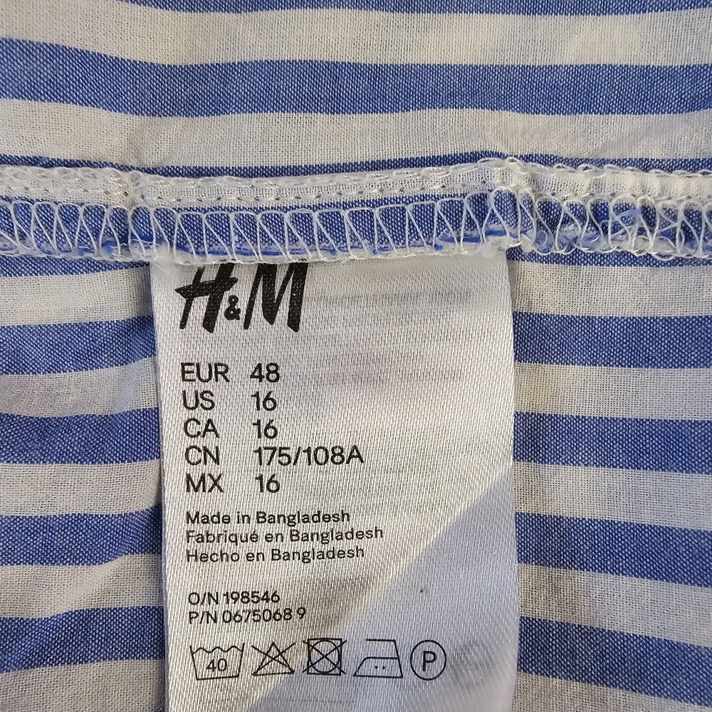 H&M Striped Button-Down Shirt in Blue and White Womens - Picture 14 of 16